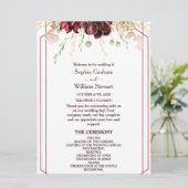 Burgundy素朴 Water Color書道の結婚作品 プログラム (スタンド正面)