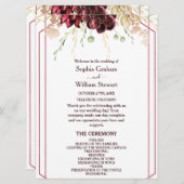 Burgundy素朴 Water Color書道の結婚作品 プログラム (正面/裏面)