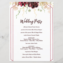 Burgundy素朴 Water Color書道の結婚作品 プログラム