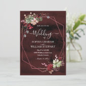 Burgundy素朴 Water Color書道の結婚作品 招待状 (スタンド正面)