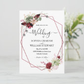 Burgundy素朴 Water Color書道の結婚作品 招待状 (スタンド正面)