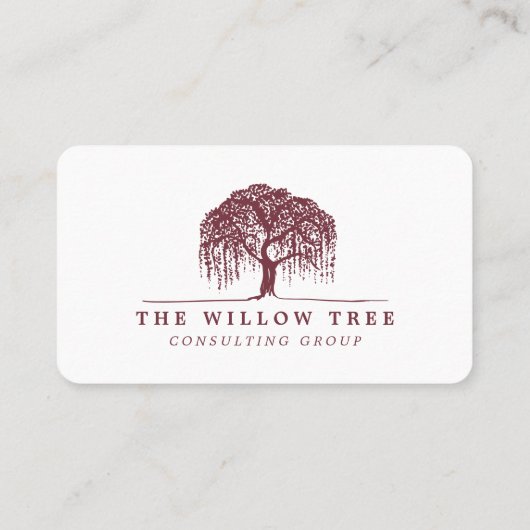 Burgundy素朴 & White Willow Treeロゴ写真 名刺 (裏面)