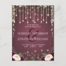 Burgundy素朴 Wood String Lights日付を保存