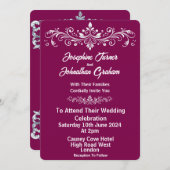 Burgundy結婚式招待状カードの完全パーソナライズ 招待状 (正面/裏面)