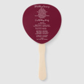 Burgundy署名スクリプト結婚式 プログラム ハンドファン (裏面)