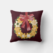 Burgundy背景を持つクリスマスクッキーリース クッション (裏面)