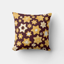 Burgundy背景を持つクリスマスクッキーリース クッション