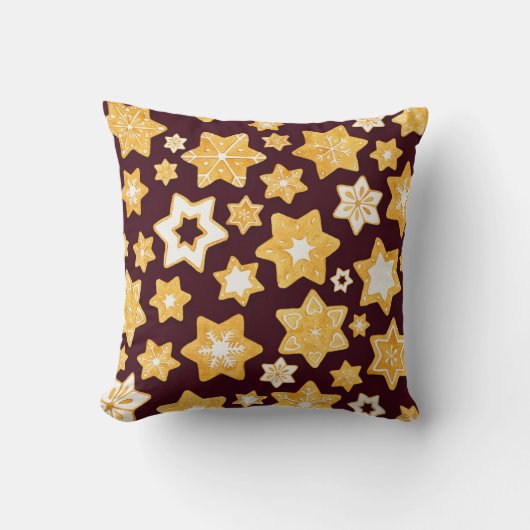 Burgundy背景を持つクリスマスクッキーリース クッション (正面)