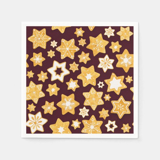 Burgundy背景を持つクリスマスクッキーリース スタンダードカクテルナプキン (正面)