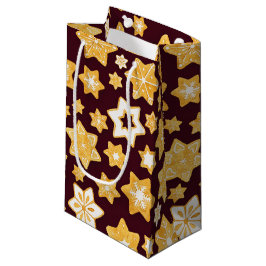 Burgundy背景を持つクリスマスクッキーリース スモールペーパーバッグ