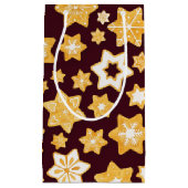 Burgundy背景を持つクリスマスクッキーリース スモールペーパーバッグ (正面)