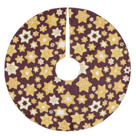 Burgundy背景を持つクリスマスクッキーリース ブラッシュドポリエステルツリースカート