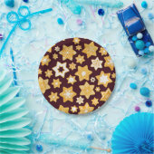 Burgundy背景を持つクリスマスクッキーリース ペーパープレート (パーティー)