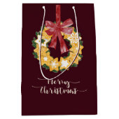 Burgundy背景を持つクリスマスクッキーリース ミディアムペーパーバッグ (正面)