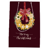 Burgundy背景を持つクリスマスクッキーリース ミディアムペーパーバッグ (裏面)
