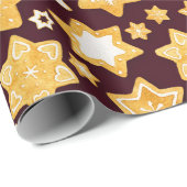 Burgundy背景を持つクリスマスクッキーリース ラッピングペーパー (ロールコーナー)