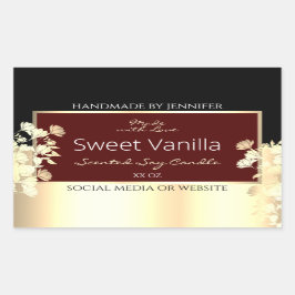 Burgundy製エレガント品ラベルフローラ金ゴールドフレーム 長方形シール