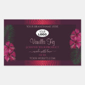 Burgundy製品ラベルHawaii花の葉ロゴ 長方形シール (正面)