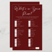 Burgundy財布のゲームの内容ブライダルシャワー (正面/裏面)