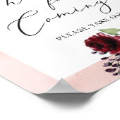 Burgundy赤面ピンク感謝してい金ゴールドフローラ来for ポスター (角)