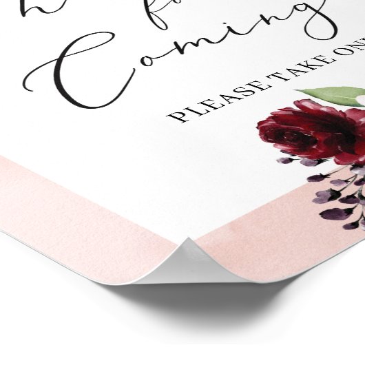 Burgundy赤面ピンク感謝してい金ゴールドフローラ来for ポスター (角)