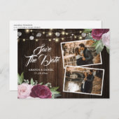 Burgundy赤面フローラ日付写真はがきを保存 案内ポストカード (正面/裏面)