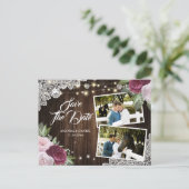 Burgundy赤面フローラ日付写真はがきを保存 案内ポストカード (スタンド正面)