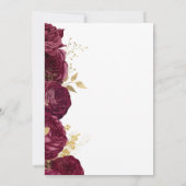 Burgundy金ゴールドフローラスクリプト日付の保存 案内状 (裏面)