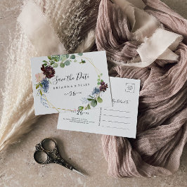 Burgundy金ゴールド幾何学水平 ポストカード