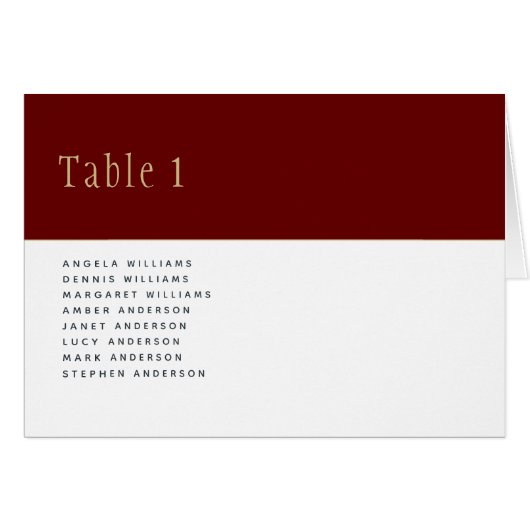 Burgundy金ゴールド結婚のTABLE番号名 (正面横)