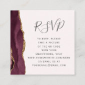Burgundy金ゴールドAgate赤面結婚のQRコードRSVP エンクロージャーカード (正面)
