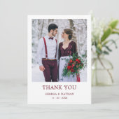 Burgundy エレガント 2写真結婚のサンキューカード サンキューカード (スタンド正面)