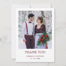 Burgundy エレガント 2写真結婚のサンキューカード サンキューカード