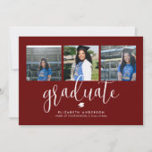 Burgundy エレガント 2024大学院卒業写真 招待状 (正面)