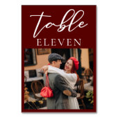 Burgundy エレガント Coule Photo結婚's テーブルナンバー (正面)