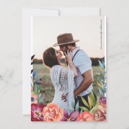 Burgundy エレガント & Plumフローラ写真結婚のV2 招待状