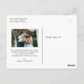 Burgundy エレガント Script Vertical結婚's Thank You ポストカード (裏面)