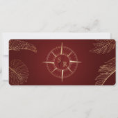 Burgundy エレガント World日付ボーディングパスを保存 招待状 (裏面)