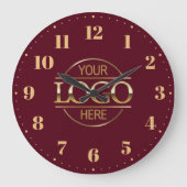 Burgundy スタイリッシュ Red Branded Company Business Logo ラージ壁時計 (正面)