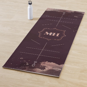  Burgundy &バラ金ゴールド、体整列線カスタム ヨガマット
