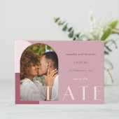 Burgundy モダン Arch Photo結婚's セーブザデート (スタンド正面)