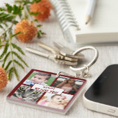 Burgundy モダン Mum We Love You Photo Collage キーホルダー (正面右)