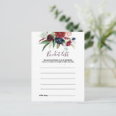 Burgundy モダン Navyフローラバケットリストカード ポストカード (スタンド正面)