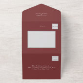 Burgundy モダン Photo結婚's オールインワン招待状 (外側)