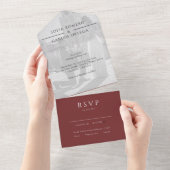 Burgundy モダン Photo結婚's オールインワン招待状 (貼ってはがせる)