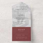 Burgundy モダン Photo結婚's オールインワン招待状 (内側)