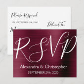 Burgundy モダン Purple RSVP応答 インビテーションポストカード (正面/裏面)