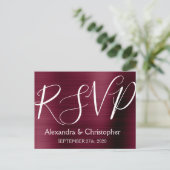 Burgundy モダン Purple RSVP応答 インビテーションポストカード (スタンド正面)