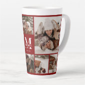 Burgundy モダン Redファミリー写真コラージュ記念 カフェラテマグ (右アングル)