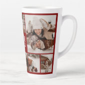 Burgundy モダン Redファミリー写真コラージュ記念 カフェラテマグ (右)